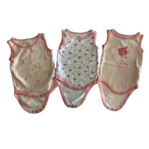 3 Flamingo Baby Girl Summer Bodysuits Size 3-6 months